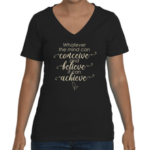 Relaxed Fit 'Believe and Achieve' V-neck T-shirt